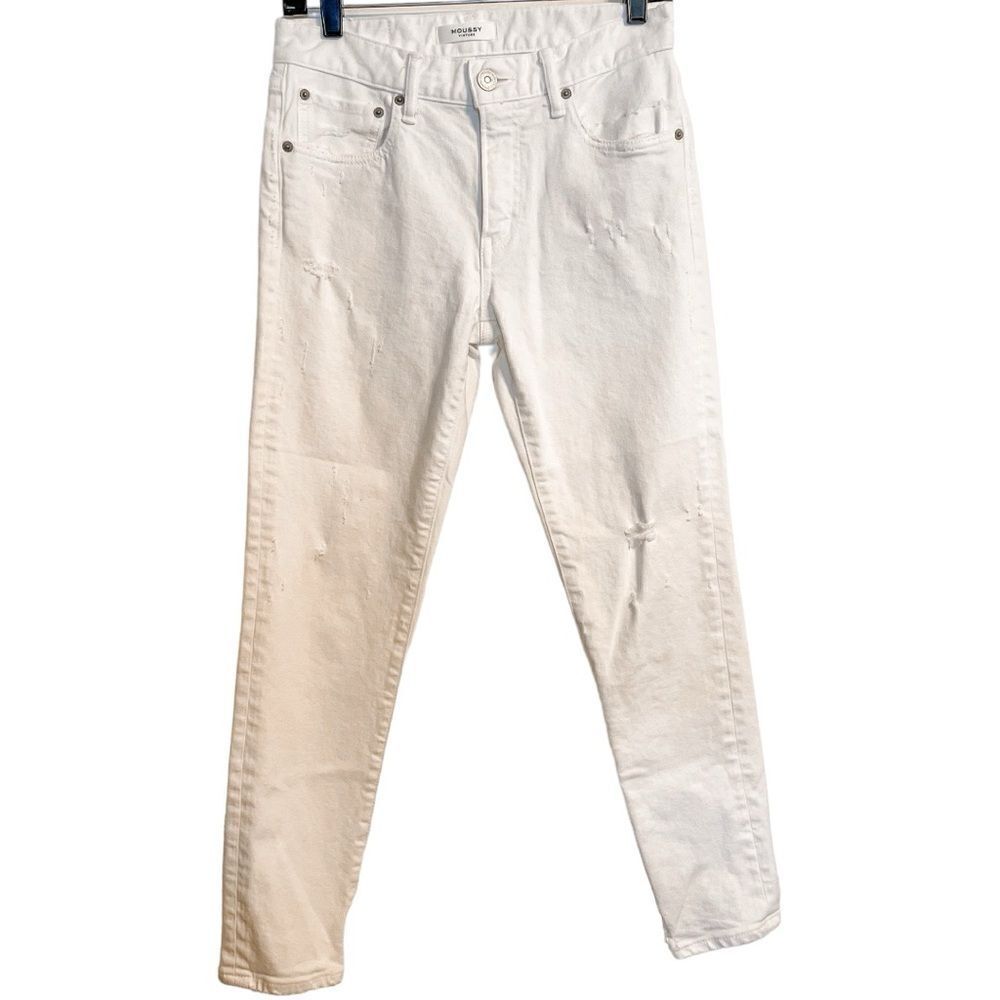 Moussy Vintage Distressed Skinny Jeans in White 27